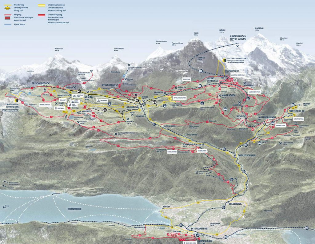 Jungfrau region hiking map