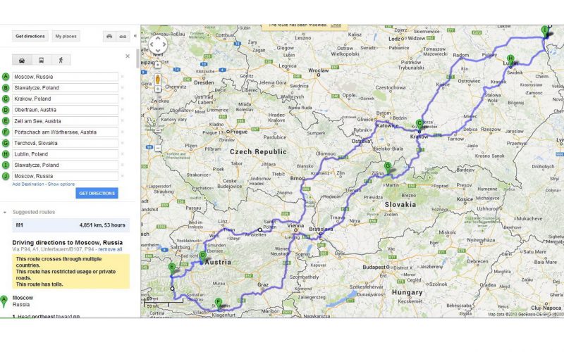 austria 2013 route